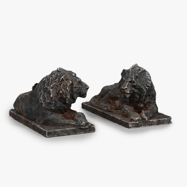 Two Lions Sculpture Modelo 3D .c4d .max .obj .3ds .fbx .stl .blend 