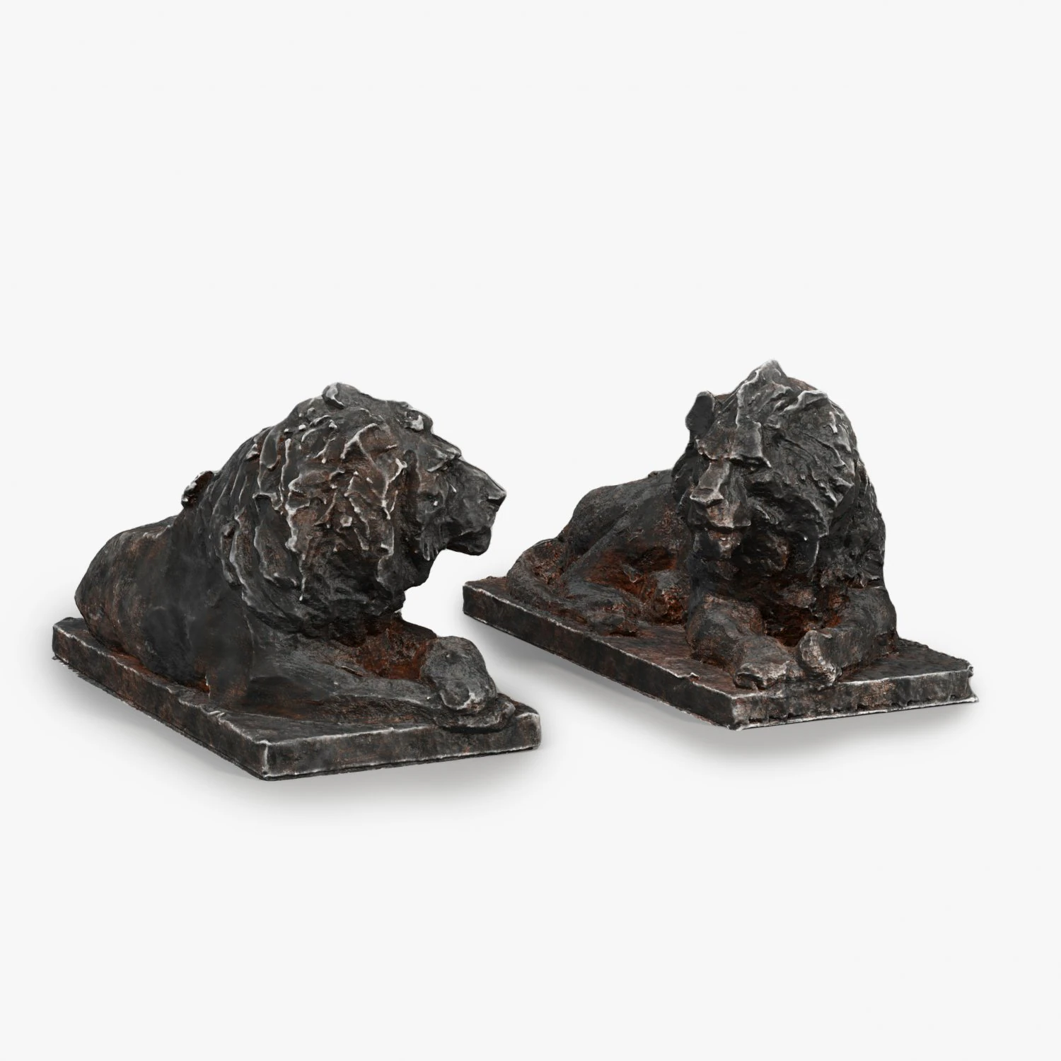 Two Lions Sculpture 3D Model .c4d .max .obj .3ds .fbx .stl .blend 