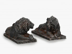 Two Lions Sculpture 3D Model