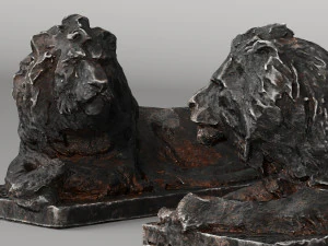 Two Lions Sculpture 3D Model