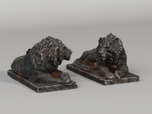 Two Lions Sculpture Modelo 3D