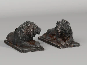 Two Lions Sculpture 3D Model