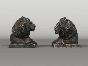 Two Lions Sculpture 3D Model