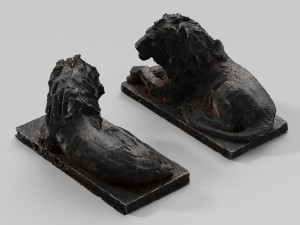 Two Lions Sculpture Modelo 3D