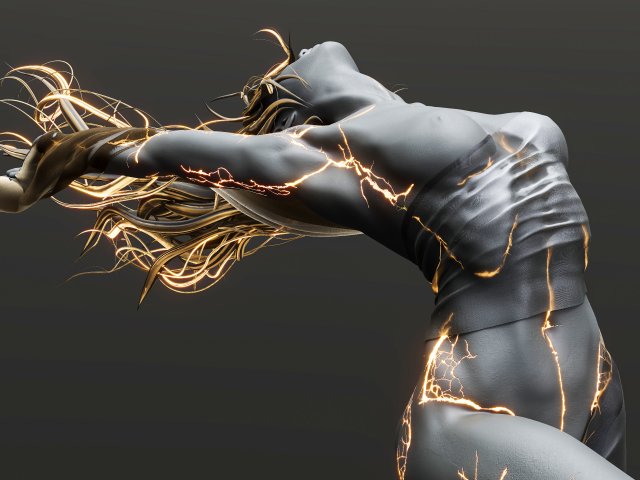 Female Sculpture Windy black flame color Modèle 3D .c4d .max .obj .3ds .fbx .stl .blend 