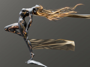 Female Sculpture Windy black flame color Modèle 3D
