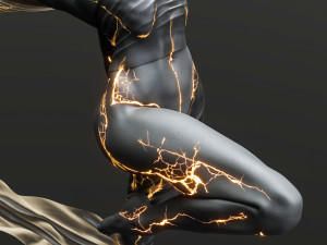 Female Sculpture Windy black flame color Modèle 3D