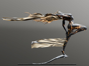 Female Sculpture Windy black flame color Modèle 3D