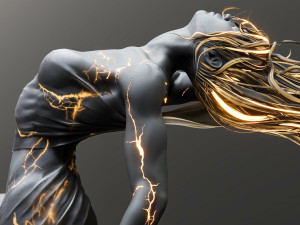 Female Sculpture Windy black flame color Modèle 3D