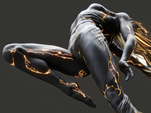 Female Sculpture Windy black flame color Modèle 3D