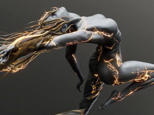 Female Sculpture Windy black flame color Modèle 3D