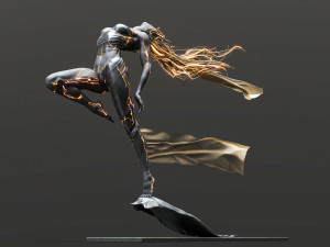 Female Sculpture Windy black flame color Modèle 3D