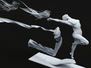 Female Sculpture Windy black flame color Modèle 3D