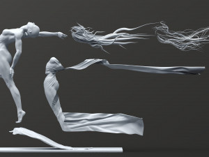 Female Sculpture Windy black flame color Modèle 3D