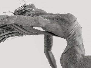 Female Sculpture Windy black flame color Modèle 3D
