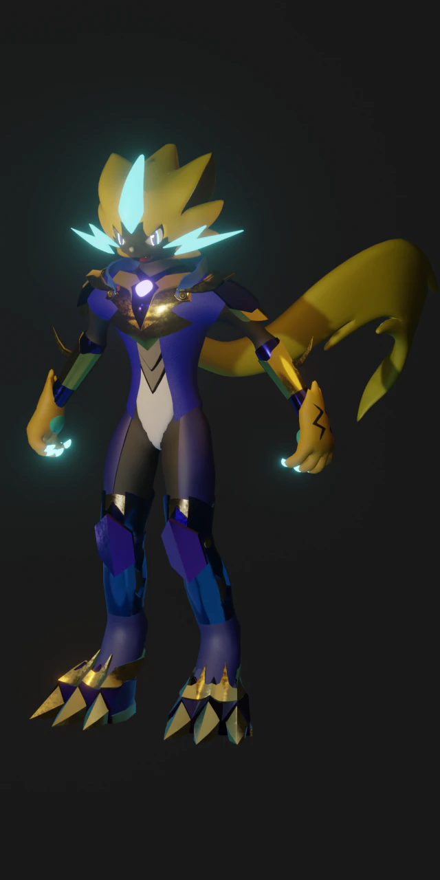 Pokemon Zeraora in a more humanoid 3D Model .c4d .max .obj .3ds .fbx .stl .blend