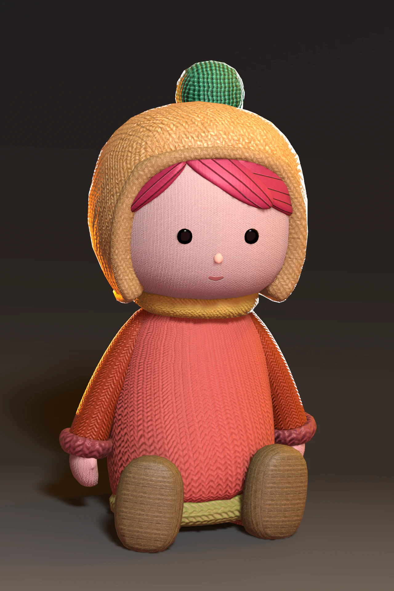 Knitted doll 3D Model .c4d .max .obj .3ds .fbx .stl .blend 