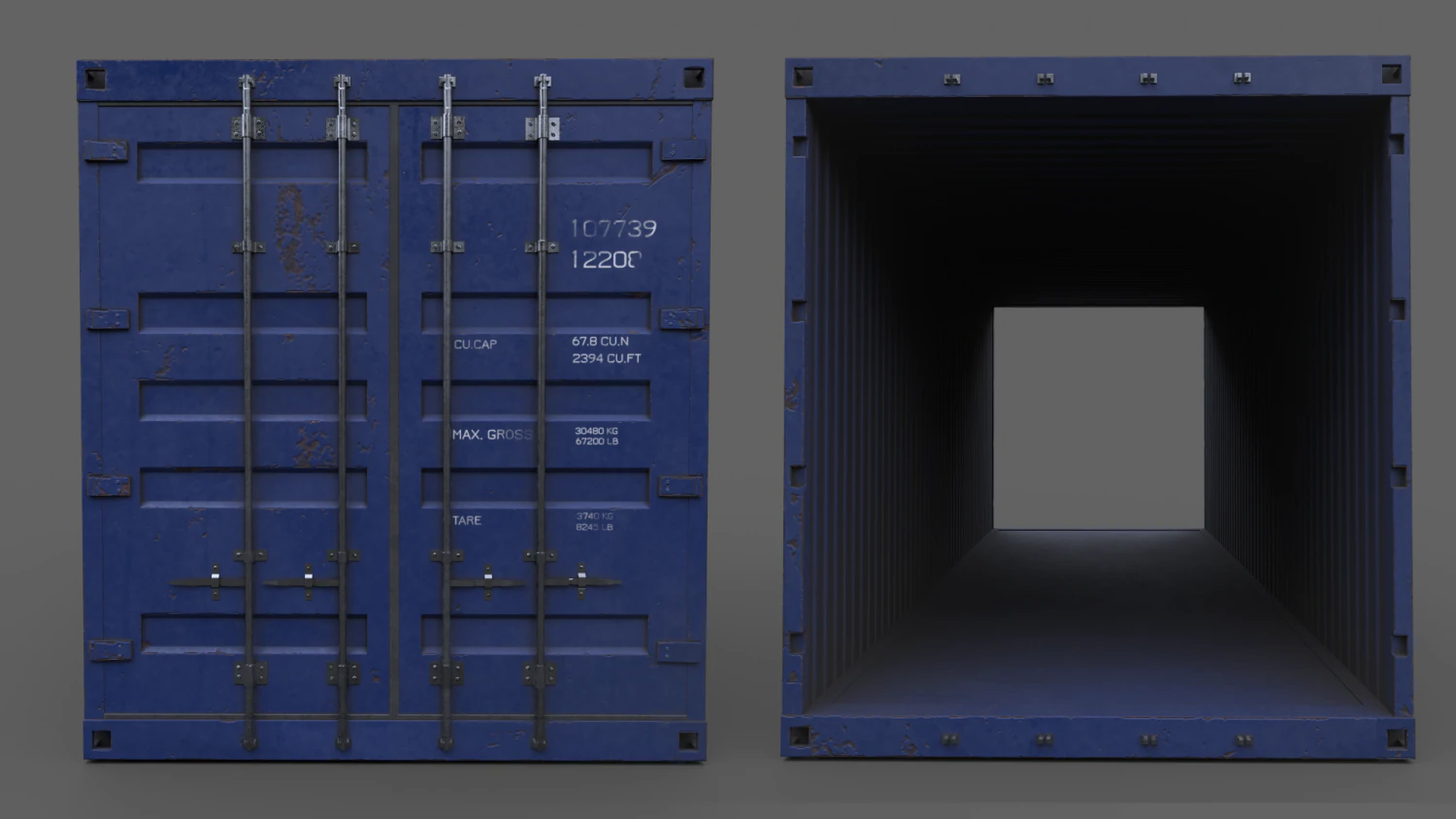 Shipping container 3D Model .c4d .max .obj .3ds .fbx .stl .blend