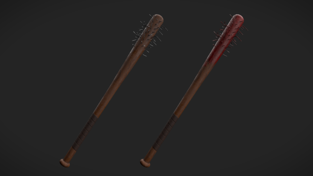 Baseball bat with nails 3D Model .c4d .max .obj .3ds .fbx .stl .blend 