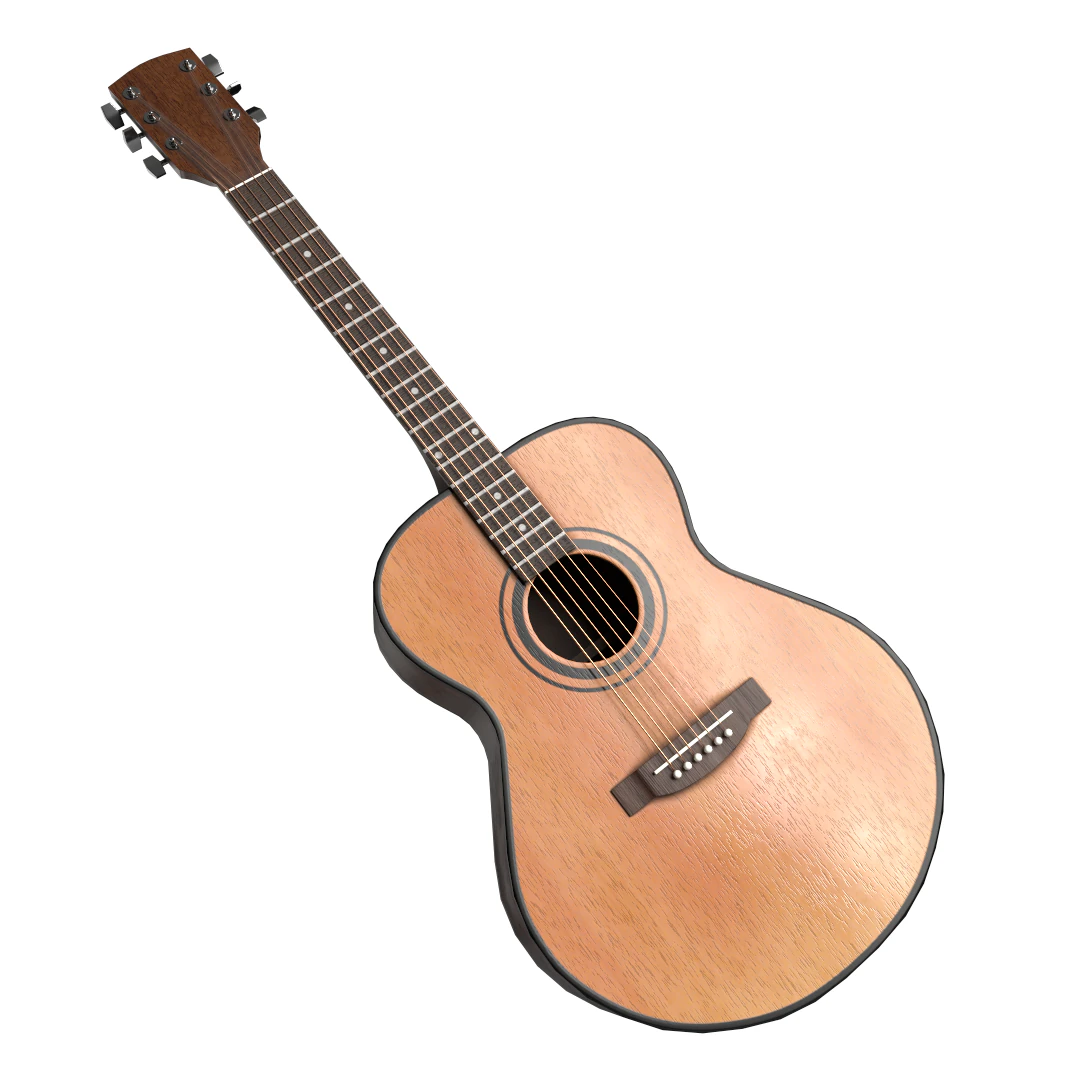 Acoustic Guitar 3D Model .c4d .max .obj .3ds .fbx .stl .blend 
