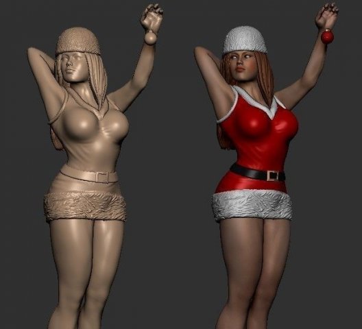 Santa girl 3D Model .c4d .max .obj .3ds .fbx .stl .blend 