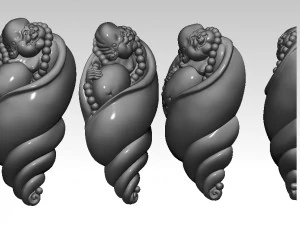 Shell Budha Pendant 3D Print Model