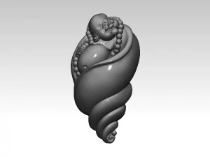 Shell Budha Pendant 3D Print Model