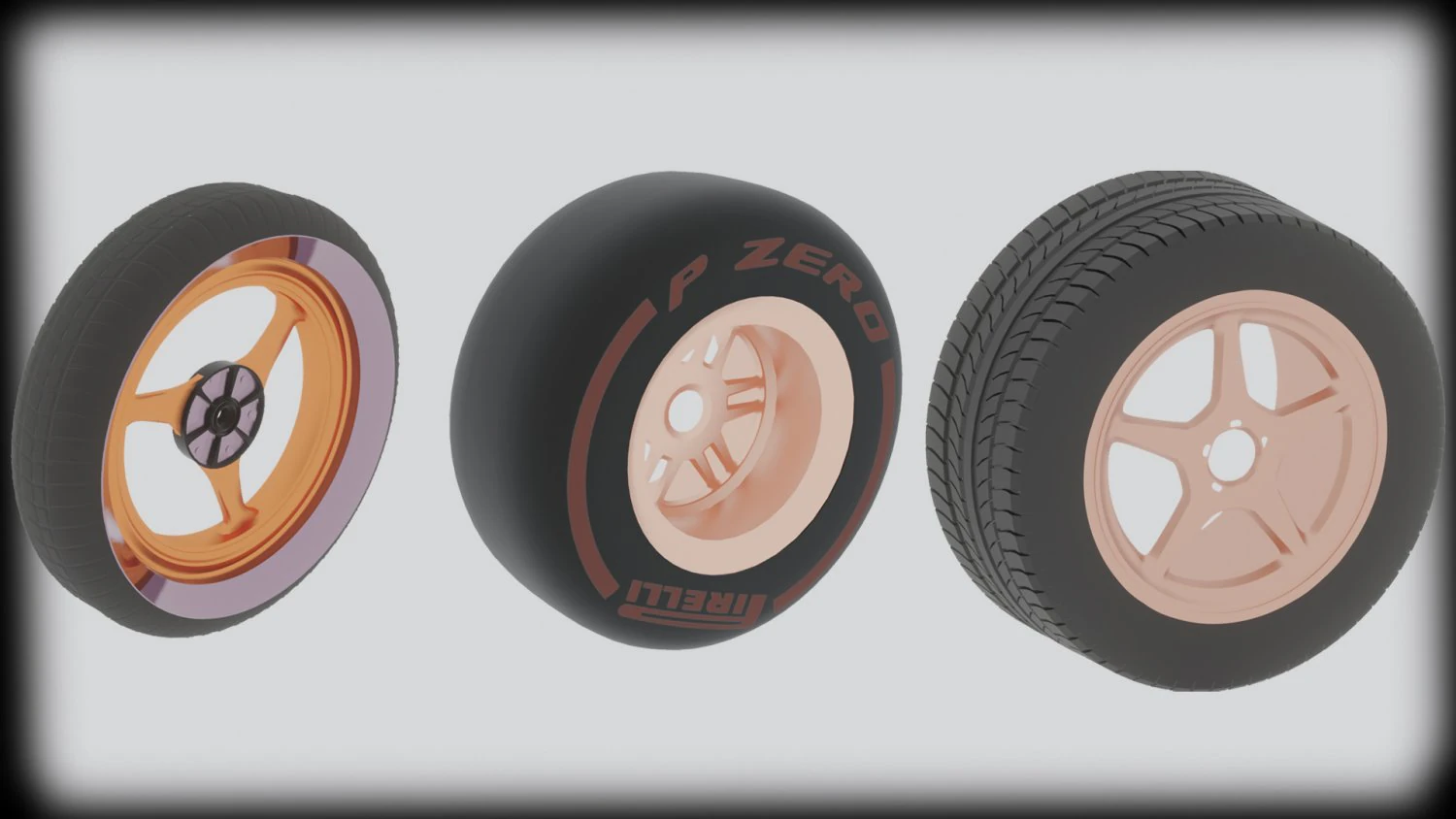 Free set of different wheels 3D Model .c4d .max .obj .3ds .fbx .stl .blend