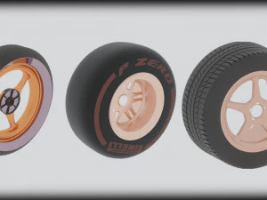 さまざまなホイールの無料セット 3Dモデル