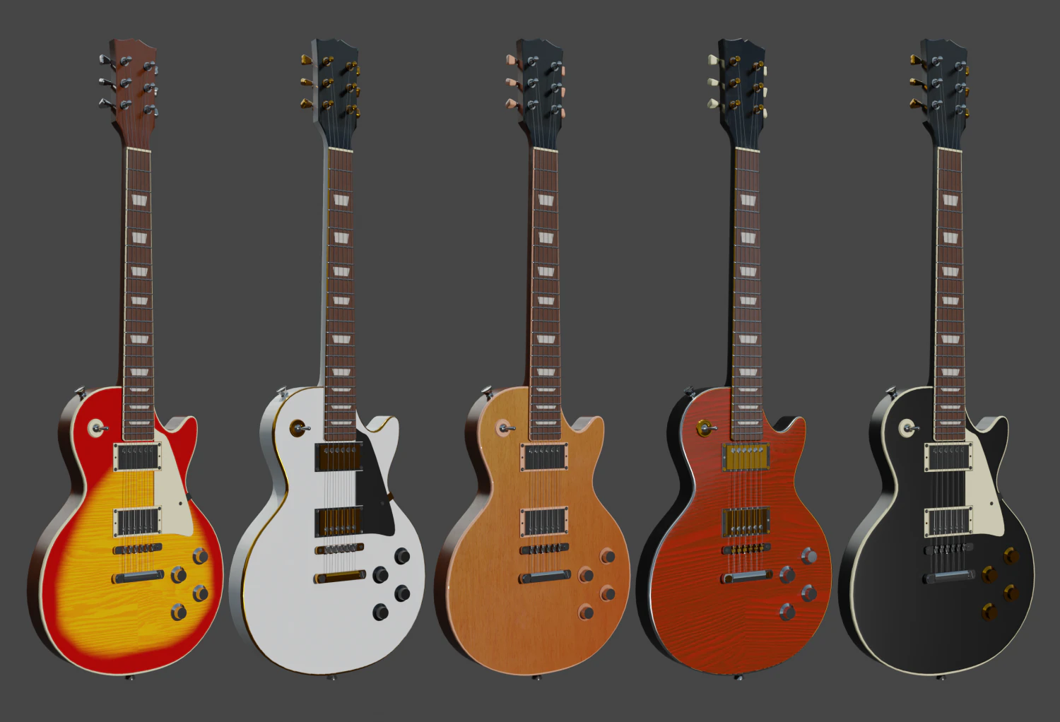 Les paul guitars 3D Model .c4d .max .obj .3ds .fbx .stl .blend 