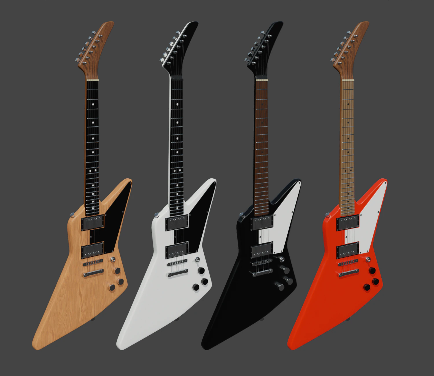 Electro guitar Explorer 3D Model .c4d .max .obj .3ds .fbx .stl .blend 