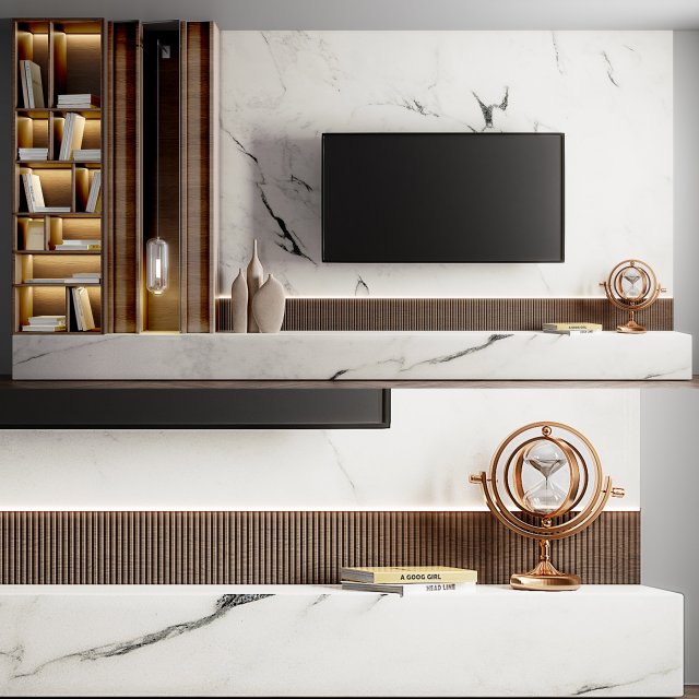 Tvwall01 3D 模型 .c4d .max .obj .3ds .fbx .stl .blend 
