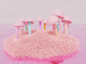 Pulau dengan jamur Model 3D