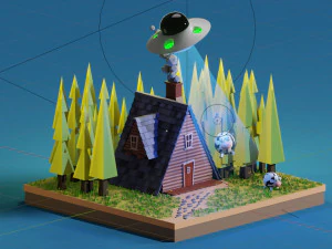 Low Poly Scene 3D Model