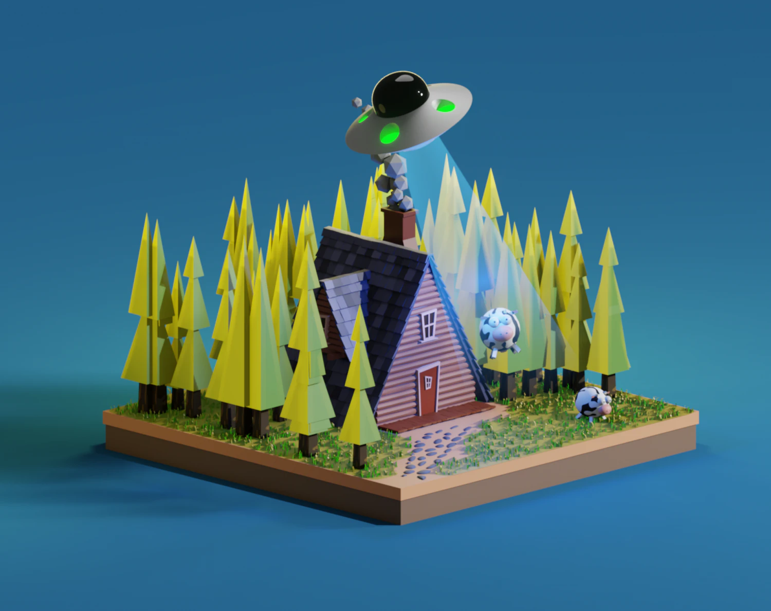 Low Poly Scene 3D Model .c4d .max .obj .3ds .fbx .stl .blend 