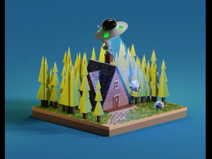 Low Poly Scene 3D Model