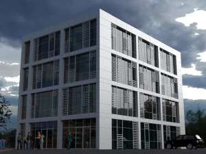 Composite and glass facade building 3D Model