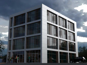 Composite and glass facade building 3D Model