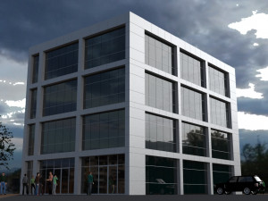 Composite and glass facade building 3D Модель