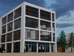 Composite and glass facade building 3D Model