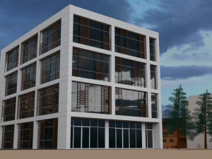 Composite and glass facade building 3D Model