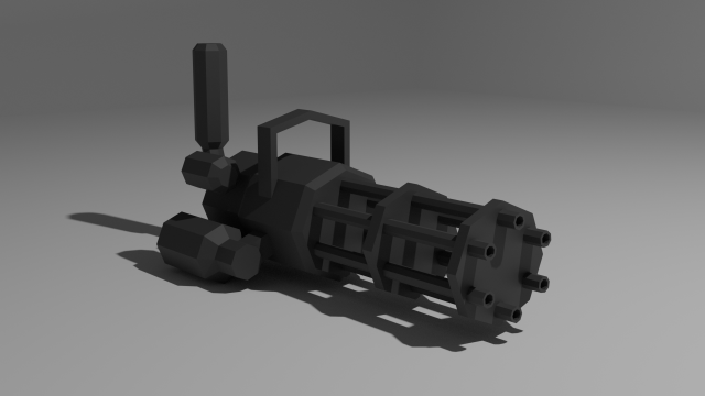 Low Poly Minigun 3D Модель .c4d .max .obj .3ds .fbx .stl .blend 