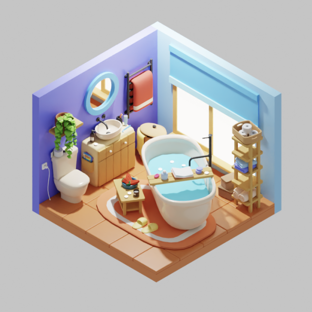 Isometric Stylized Cartoon Bathroom 34 items Pack Low-poly 3D Model in ...