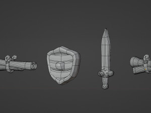 Medieval RPG Fantasy Stylized Weapons in Cartoon Style 12 items Low-poly Model 3D