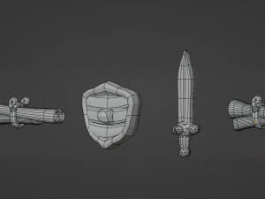 Medieval RPG Fantasy Stylized Weapons in Cartoon Style 12 items Low-poly 3D Model