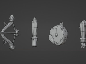 Medieval RPG Fantasy Stylized Weapons in Cartoon Style 12 items Low-poly Model 3D