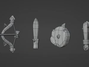 Medieval RPG Fantasy Stylized Weapons in Cartoon Style 12 items Low-poly 3D Model