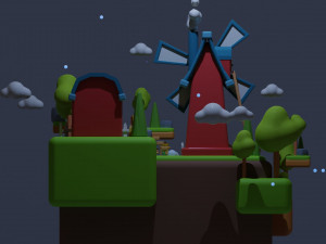 Stylized Land Platform Windmill Environment Game Ready Landscape Low-poly 3D Model
