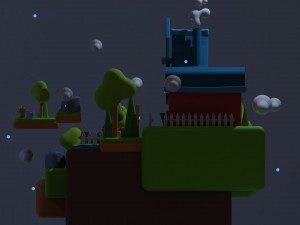 Stylized Land Platform Windmill Environment Game Ready Landscape Low-poly 3D Model