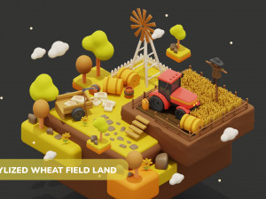 Stylized Wheat Field Environment pack Low-poly 3D 模型